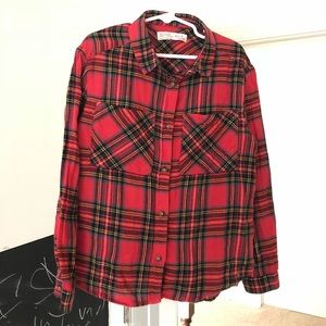 Zara Girls Plaid Button Down Shirt, Size 8